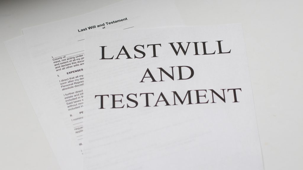 Picture of a last will and testament as discussed in this estate planning FAQ.